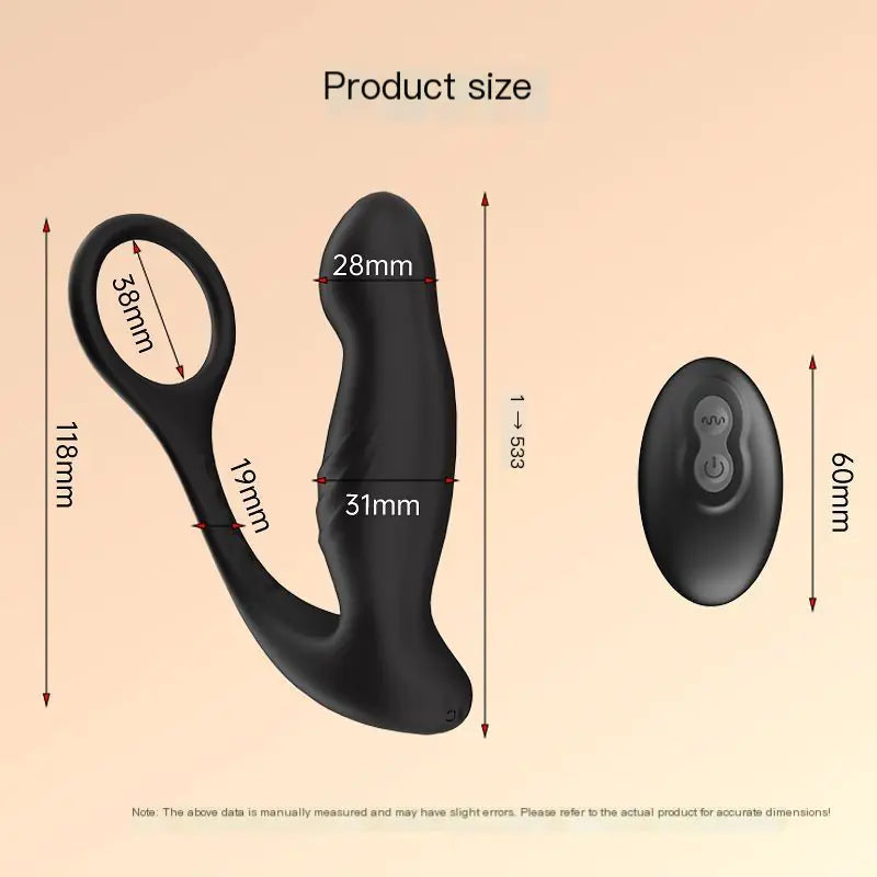 "Prostate Massager with Vibrating Cock Ring and Remote"