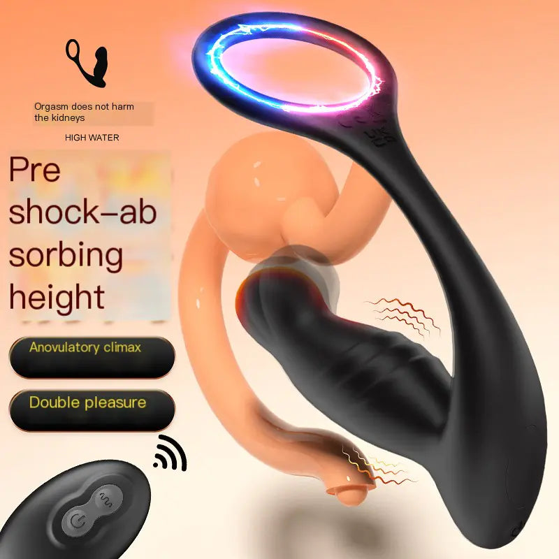 "Prostate Massager with Vibrating Cock Ring and Remote"